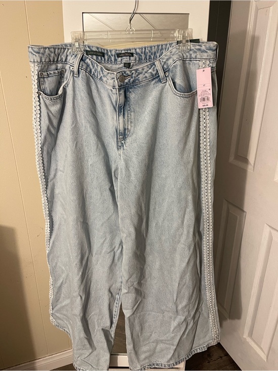wild fable Denim - wild fable Light Wash Wide Leg Jeans with Side Lace Trim